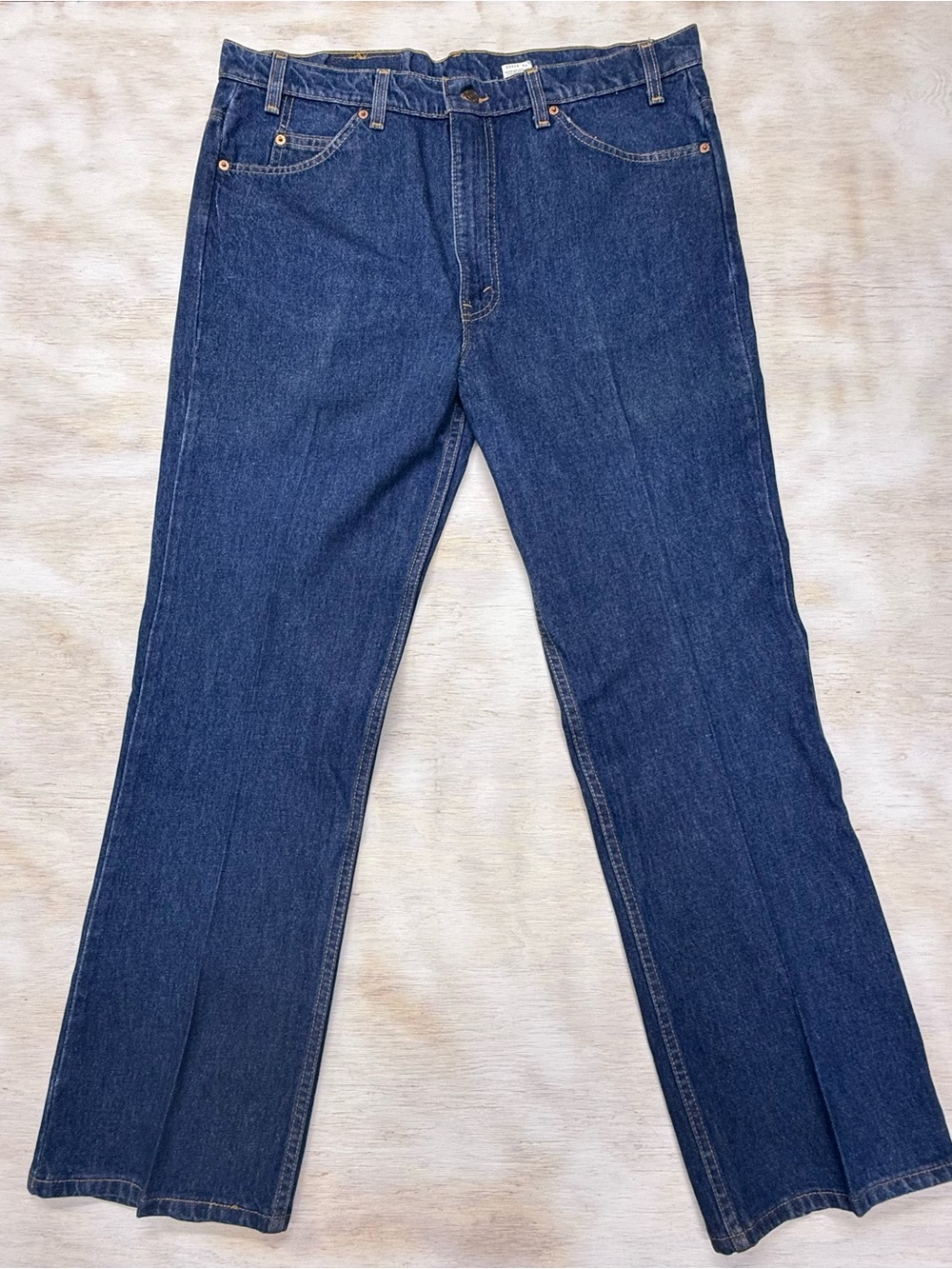 Vintage 90’s Levi 517 Men's 40x30 Bootcut Jeans in Deep Blue Denim Orange Tab